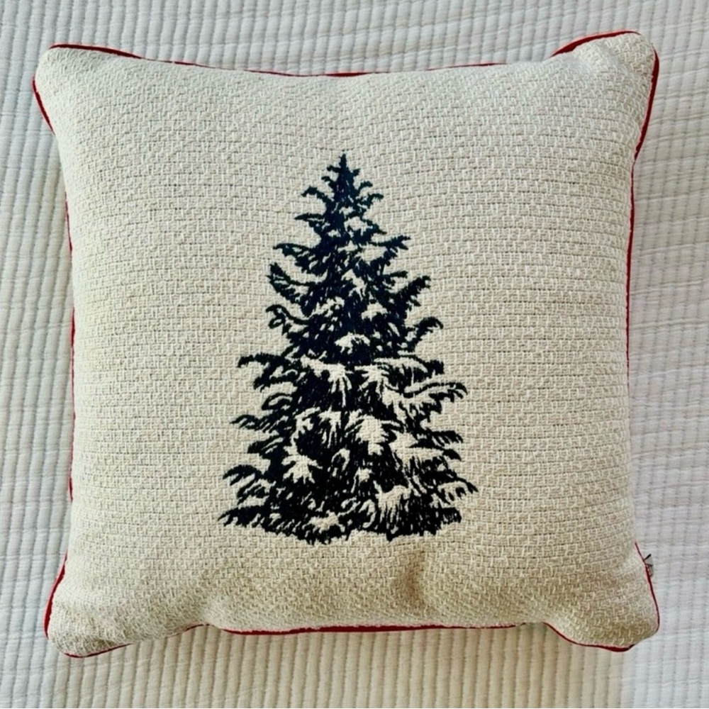 Hearth & Hand with Magnolia Tree Icon Toss Square Pillow Cream with Red Edge NWT